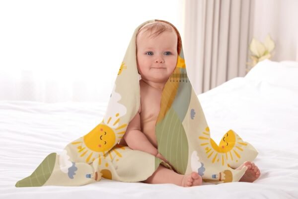 NEW COMERS® 100% Cotton Muslin 4 Layered Baby Bath Towel for New Born, Quick Absorbent, Wash Cloth Premium Soft Towels for Kids-Toddlers-Infants-Babies- 65X110 cm- TWL_06 - Image 2