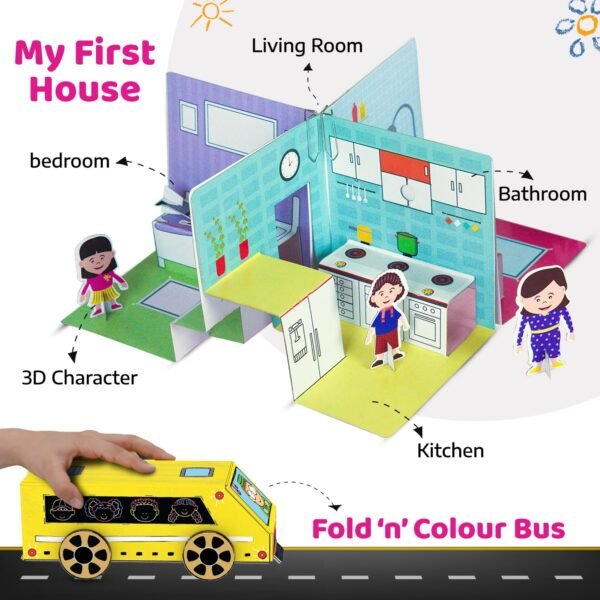 SmartCraft Mega 20+ Art and Craft Activity Kit for Girls Ages 5 to 9 Years Old | Creative Birthday Gift for Kids I Clay, Stamp, Tracing, 3D House, Origami & Many More I Toys for Kids Age 5,6,7,8,9 - Image 6