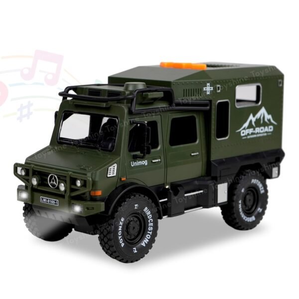 Toyshine Friction Powered Battle Field Military Truck Toy with Opening Doors, Light & Music Model Collection Educational Learning Toys for Kids 3-7 Years, Multi
