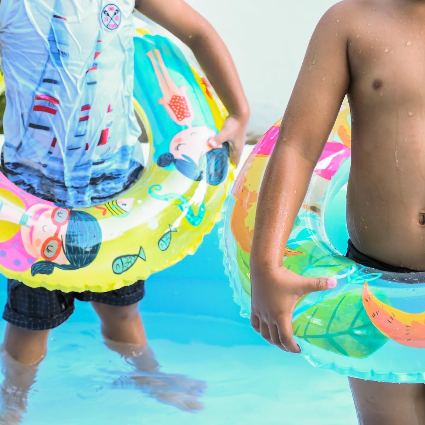 Prime Cartoon Print Inflatable Swim Ring Blow Up Floating Tube Cartoon Design Raft Tube for Swimming Pool/Beach for Kids 3-8 Years Pack of 1 ((M1 Random Color & Design)) - Image 3