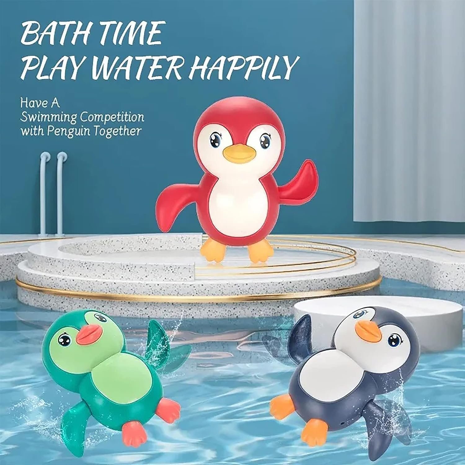 Buy HighPlastic Floating Penguin Bathtub Toy for Kids, Cute Bathing Toys for Toddlers, Water Toys, Floating Pool Toys, Baby Swimming Floating Playing Toys, Multicolor, Age 0-3 Years (Pack of 1) - Image 6