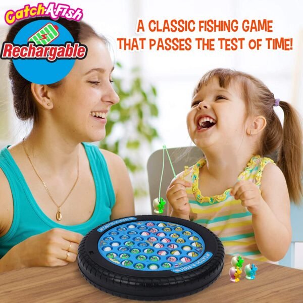 KIPA GAMING Rechargeable Dark Blue Fish Catching Game, 45 Fishes with Big Round Pond & Fish 2 Catching Sticks for Kids Girls Boys Toddlers Age 2 3 4 5 6 7 8 9 Years - Image 5