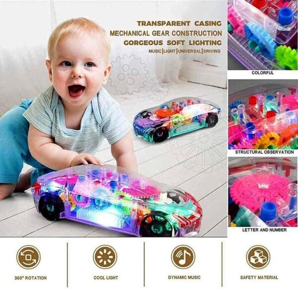 Desi Bazaar & Co Pack of 4 Toys – Loader & Bulldozer Trucks, Pull Back Auto Rickshaw and 3D Transparent Car Toy with 360° Rotation Educational, Interactive, Safe Toys for Toddlers Aged 1-5 Years - Image 4
