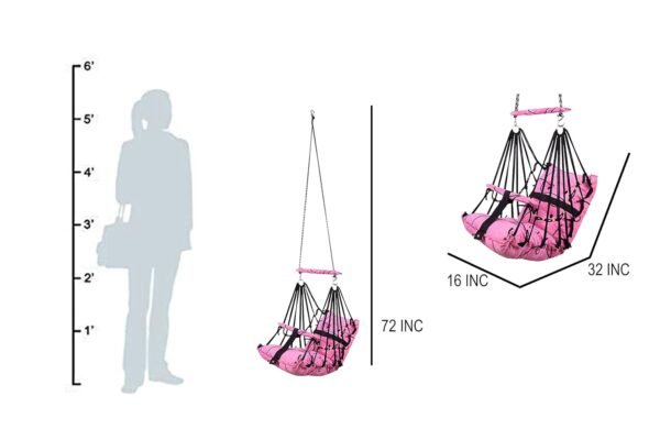 Swing for Kids Cotton Baby Swing Chair for Kids Baby\'s Children Folding and Washable 1-5 Years with Safety Belt/Home, Garden Jhula for Babies | Cradle | (P. Pink) - Image 3