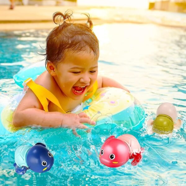 Storio Cute Swimming Baby Water Turtle Bath Toys for Toddlers | Set of 2 | Turtle Toy | 1-3, Floating Wind Up Toys for 1 2 3 4 5 Year Old Boy Girl, New Born Baby Bathtub Water Toys - 2pcs - Image 6