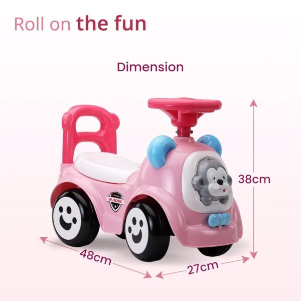 LuvLap Sunny Ride on & Car for Kids with Music & Horn Steering, Push Car for Baby with Backrest, Safety Guard, Under Seat Storage & Big Wheels, Ride on for Kids 1 to 3 Years Upto 25 Kgs (Pink) - Image 2