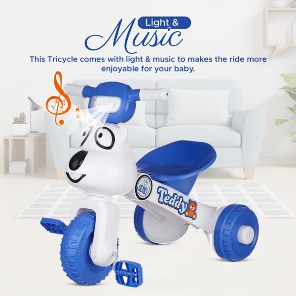 Dash Teddy Foldable Tricycle for Kids 1-3 Years, Baby Cycle With Light and Music (Capacity 20Kg | Blue) - Image 5