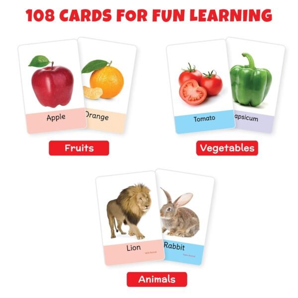 My First Flash Cards for Kids (Combo of 3): Fruits, Vegetables and Animals | 108 Cards for Preschoolers & Toddlers 2-6 Years | Learning Guide & Activities Included - Image 3