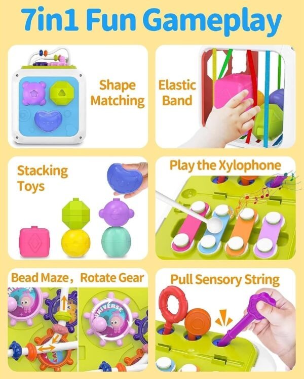 7 in 1 Montessori Sensory Toys for Baby 6 9 12 18 Months Newborn Girl Boy Educational Gift Motor Skills Activity Cube Games for Children 1 2 Years Birthday Gift - Image 4