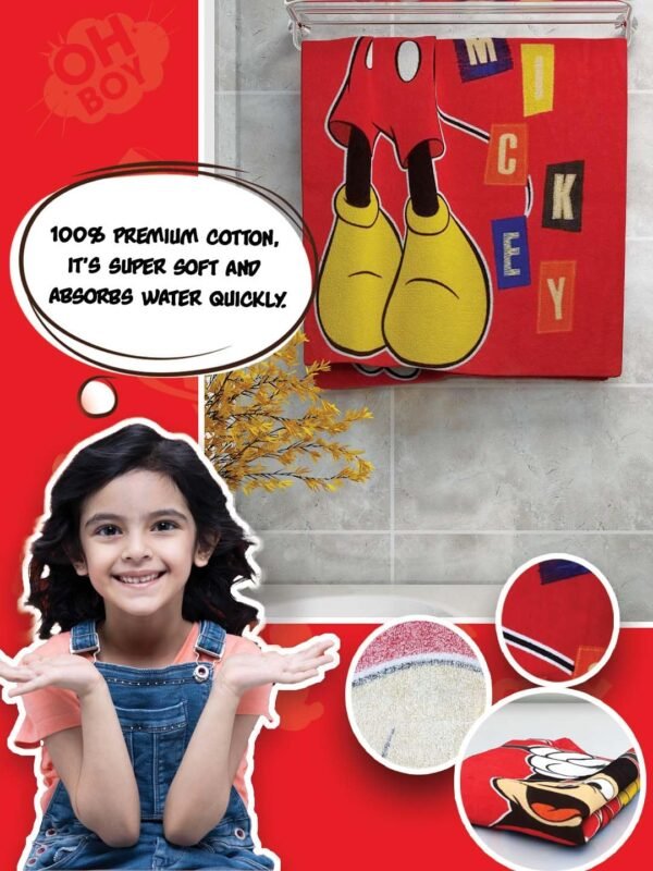 Athom Living Disney Hanging 350 GSM 100% Cotton Kids Bath Towel 60x120 cm - Image 3