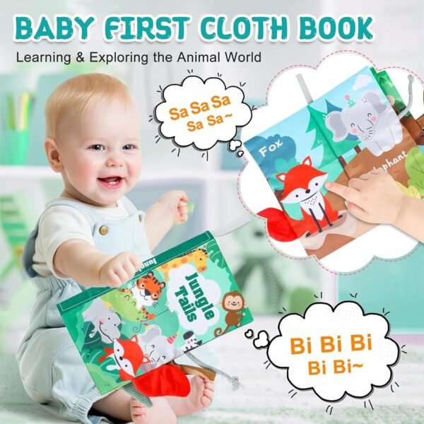Kidology Learning Tails Book, Children\'s Tail Cloth Book Set, Tear Resistant Books with Rustling Sound, Early Educational Toy for 0-3 Years, Boys & Girls, Ideal for Baby Showers - Image 6
