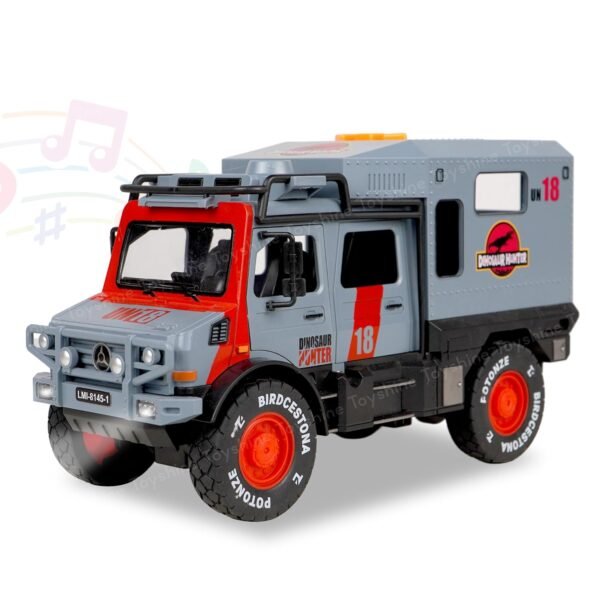 Toyshine Friction Powered Squat Truck Toy with Opening Doors, Light & Music Model Collection Educational Learning Toys for Kids 3-7 Years, Blue