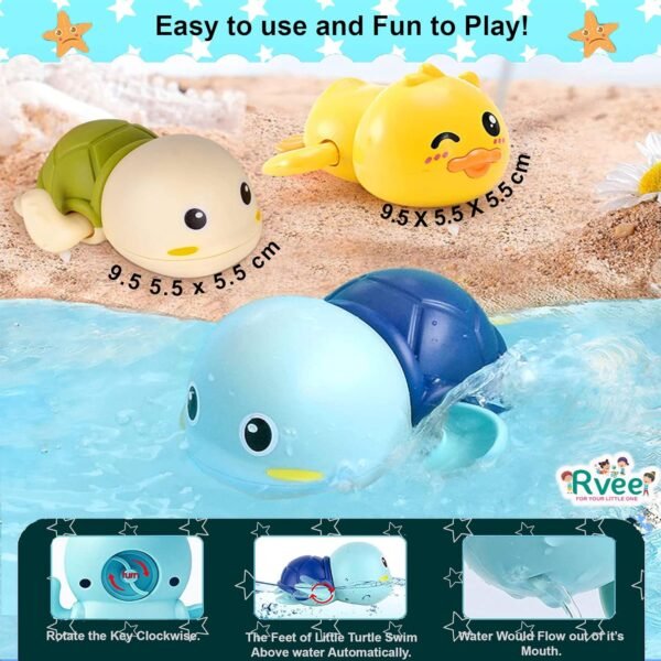 Set of 4 Bath Toys, Cute Swimming Bath Toys for Toddlers 1-3, Floating Wind Up Toys for 1 2 3 4 5 Year Old Boy Girl, New Born Baby Bathtub Water Toys, Preschool Toddler Pool Toys (Pack of 4) - Image 4