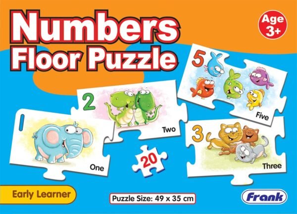 Frank Number Floor Jigsaw Puzzles for Kids for Age 3, 4, 5, 6, 7 | Fun & Creative Educational Toys | Brain Booster Kids Games for Focus & Memory | Gifts for Girls & Boys - 20 Pcs with Number & Images