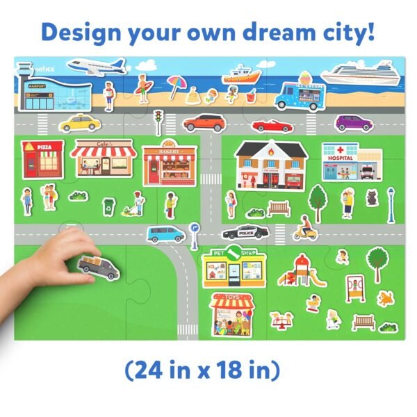 Skillmatics Creative Toy Magnetopia - Design Your City, Interactive Pretend Play Set for Kids, Toddlers, 60+ Magnetic Pieces, Preschool Learning Classic Board Game, Gifts for Unisex Ages 3-7 - Image 2