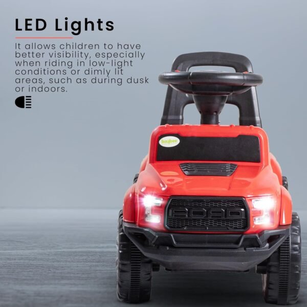 Baybee Ride on Baby Car for Kids | Push Ride on Jeep with Music & LED Light | Portable Ride on Toys Car with Backrest & Storage Basket | Kids Car to Drive 1-3 Years Boys Girls (Red) - Image 5