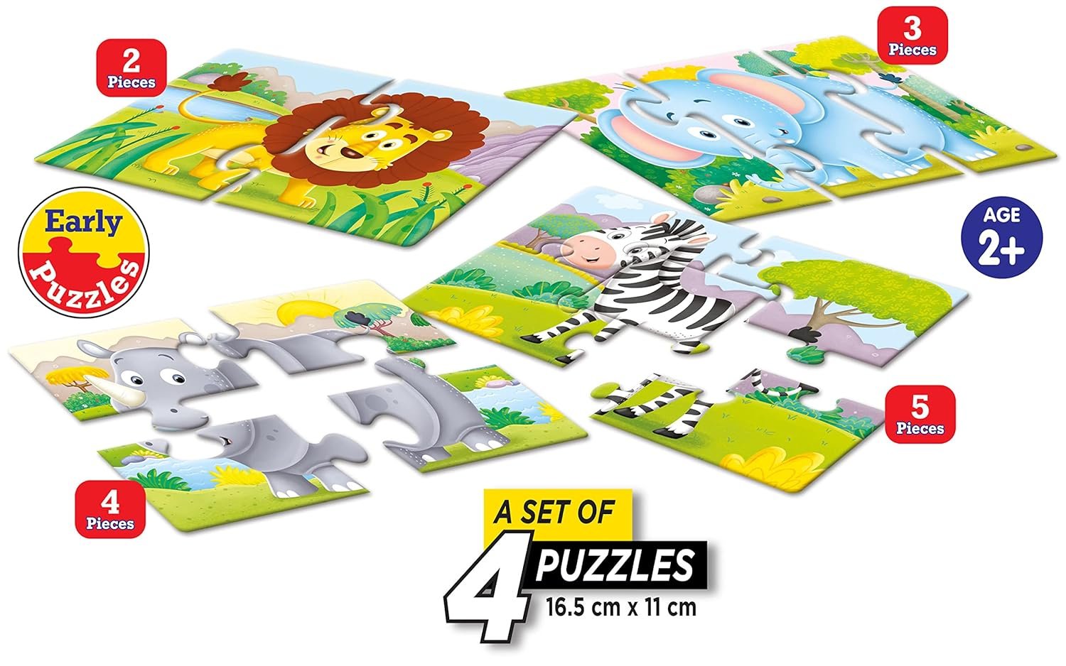 Frank Safari Adventures (Set of 4) 2 Pcs Puzzle -Early Learner Educational Jigsaw Puzzles Set for Kids 2 Years and Above - Educational Toys and Games - 32903 - Image 3
