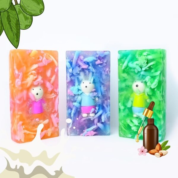 The Little Lookers Baby Soap with Rabbit Eraser | 100% Handmade & Organic Soap for Babies, Kids - 120g (Rabbit, Pack of 3)