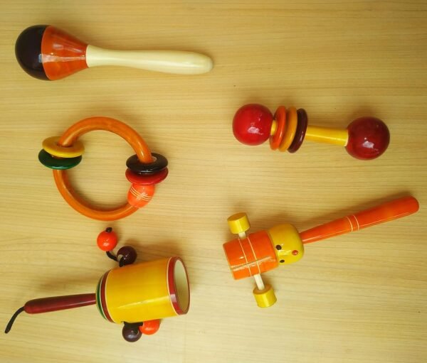 Wooden Rattles Toys Set for Baby, Infants, New Born Babies (0+ Years) - Set of 5 - Multicolor - Discover Sounds, Develops Sensory Skills - Image 5