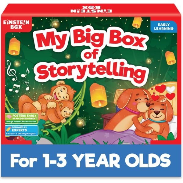 Einstein Box My Big Box of Storytelling for Boys & Girls 1,2,3,4,5 Years | Toys & Gifts for 1+ Year Olds | with Story Books & Pretend Play Masks |,colourful theme
