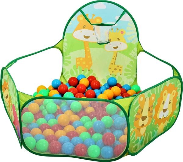 FunBlast Large Size Ball Pool for Kids, Foldable Square Zoo Ball Pool Play Tent Kids, Playground Tent House with 50 Balls – Ball Pool Game for 2-5 Years Old Kids, Boys, Girls (Ball Pool Zoo)