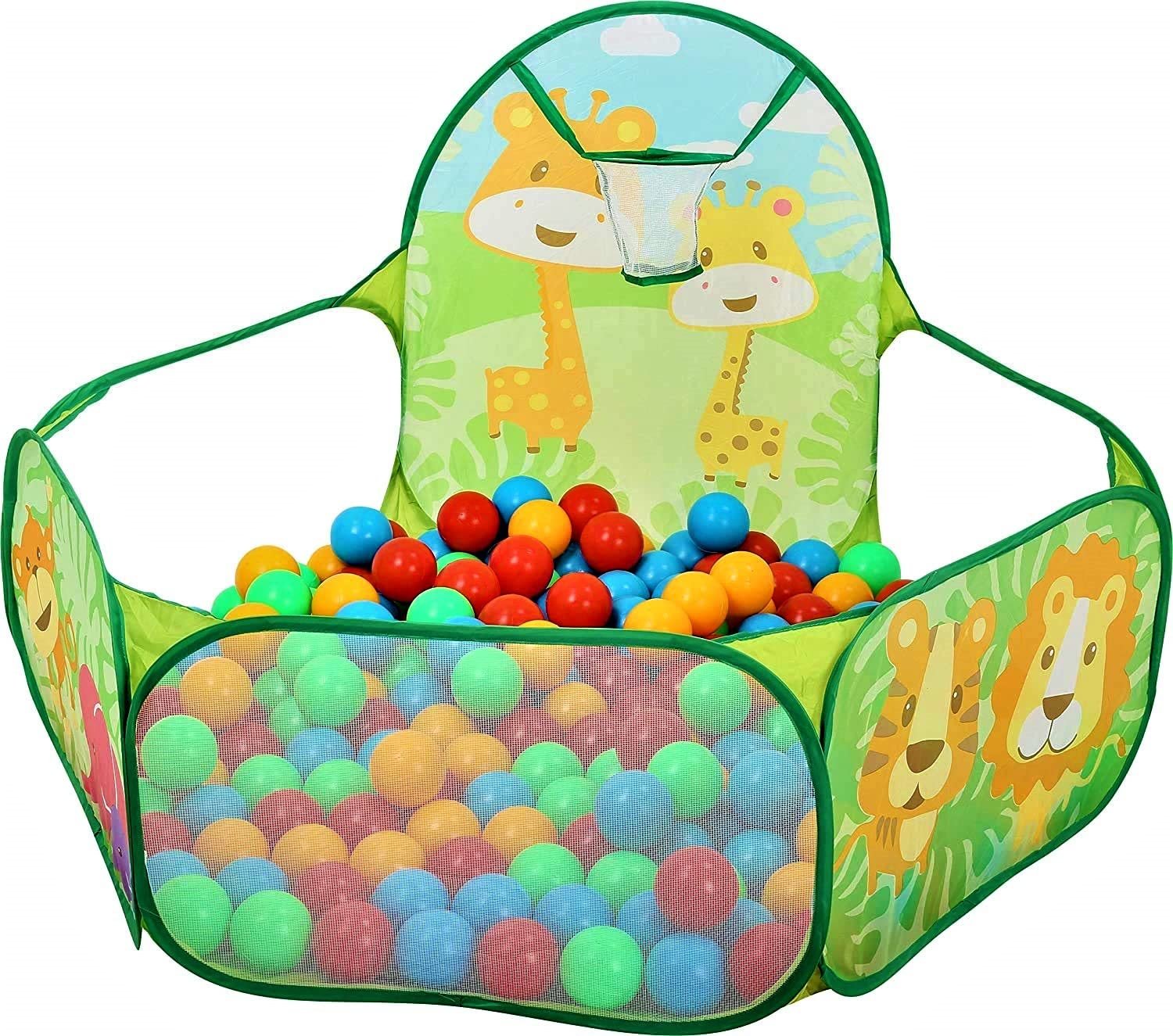 FunBlast Large Size Ball Pool for Kids, Foldable Square Zoo Ball Pool Play Tent Kids, Playground Tent House with 50 Balls – Ball Pool Game for 2-5 Years Old Kids, Boys, Girls (Ball Pool Zoo)