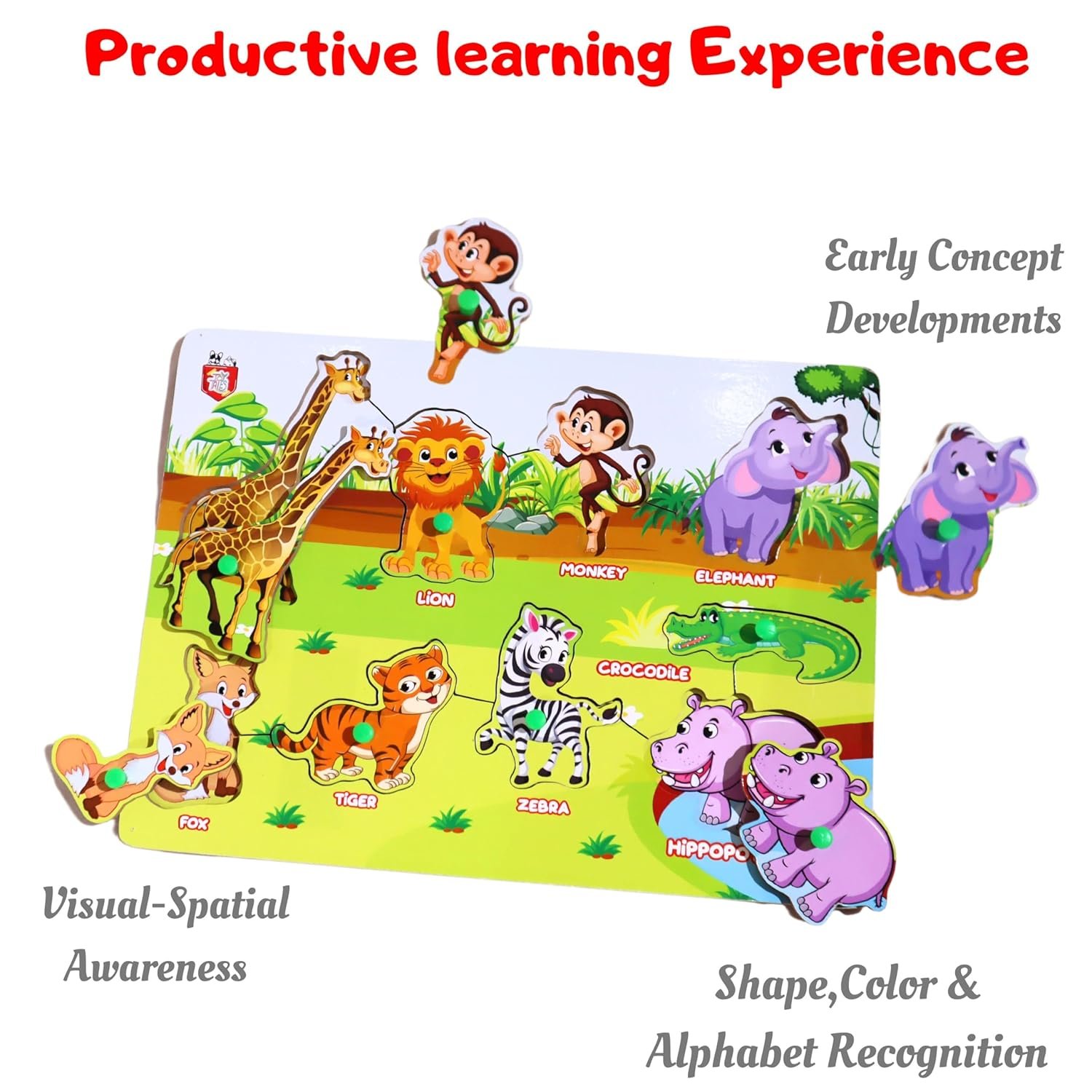 MABLE Educational Wildlife Puzzle Game for Kids, Wooden Puzzles for Boys & Girls, Shape Sorter Puzzle Games for Kids Age 2 Years Old & Above, Increase Concentration & Develop Skills - Image 5