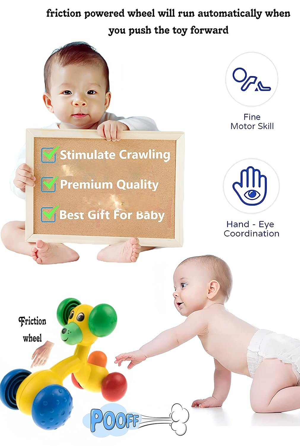 COSMOBABY Friction Dog Toy Cute Puppy 3 Face Role Play Toy|Yellow - Image 5