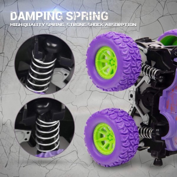 Big Size Monster Truck Friction Powered Cars Toys, 360 Degree Stunt 4wd Cars Push go Truck for Toddlers Kids Gift (Pack of 2 Car) (Multi-Color) - Image 3