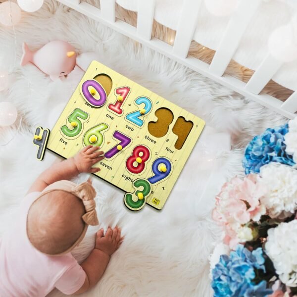 Geometric Shapes Pegboard Wooden Shape Sorter Educational Learning Puzzle For 2-5 Year Kids- 9 Shapes - Image 2