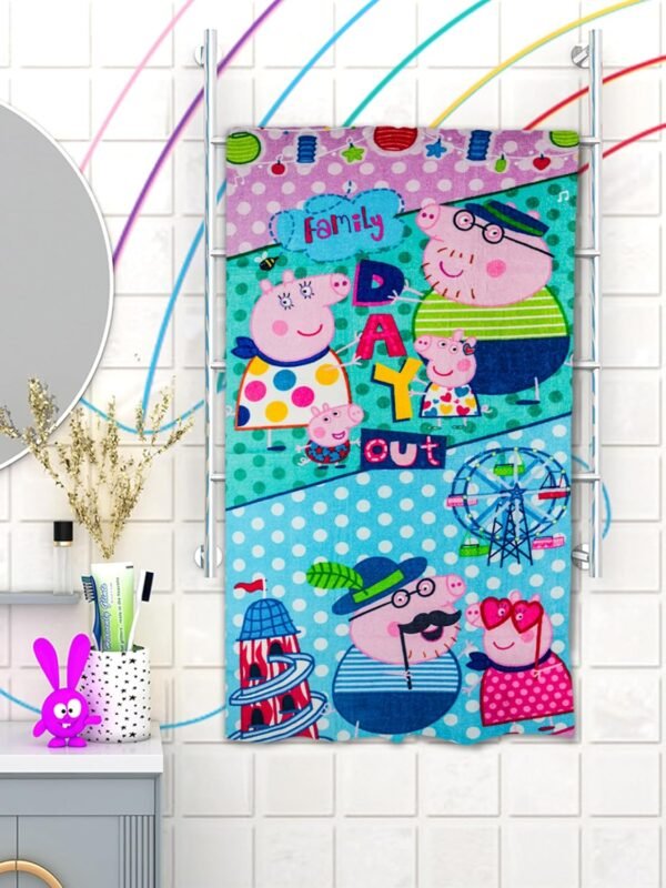 Athom Living Peppa Pig Day Out Kids Bath Towel 350 GSM 60x120 cm, Multicolour, Standard, (PEP-06-7-724)