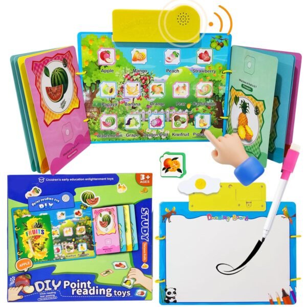 FunBlast Interactive Children Book -Musical Fruits Educational Phonetic Learning Book for 3 + Year Kids, Boys, Toddlers, Fruits Theme DIY Point Reading Toys Music Book