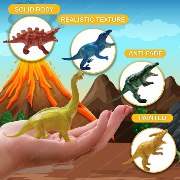 FunBlast Dinosaur Figures Play Set - 14 Pcs Dinosaur World Animals Toys for Kids - Best Birthday Return Gifts - Image 3