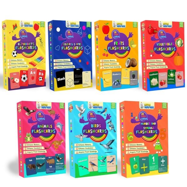 LittleNewton Flash Cards For Kids - Premium Thick Modern Flash Cards For Kids, Educational & Brain Toys For Kids, Montessori, Age- 1-6 Years Old,Preschool Learning For Kids [PACK OF 7| 210 FLASHCARDS]