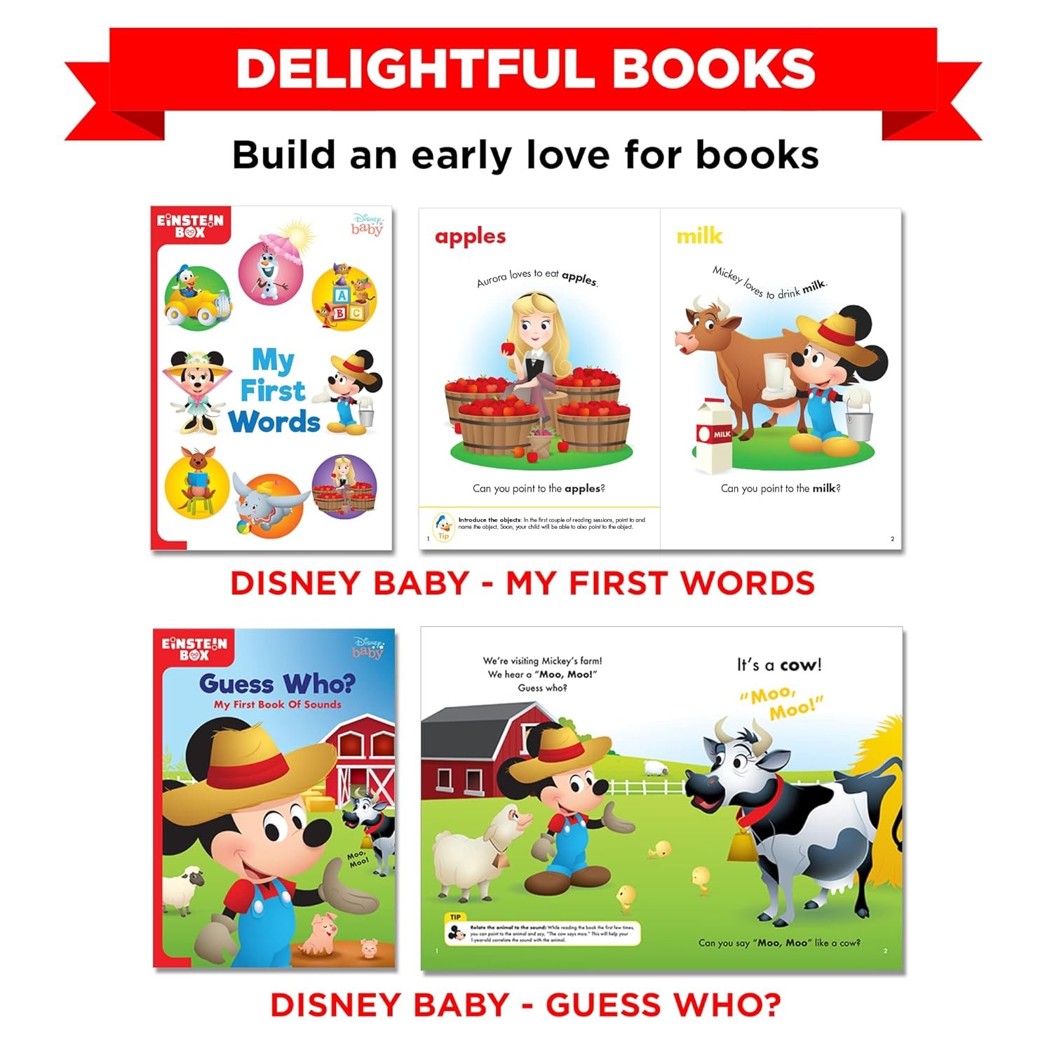 Einstein Box Featuring Disney for 1-Year-Old Boys/Girls Toddler| Board Books and Pretend Play Gift Pack| Learning and Educational Toys| with Mickey and Minnie Mouse| Winnie The Pooh (1 Box Set) - Image 3