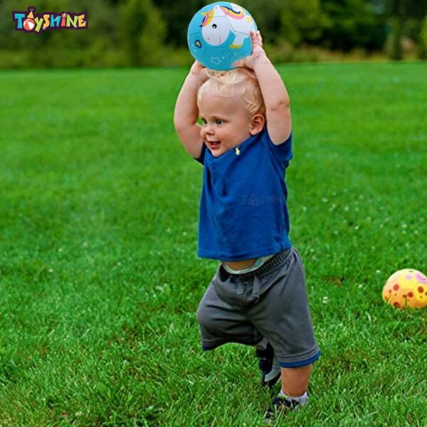 Toyshine Rubber Edu-Sports Kids Football Soccer Educational Toy Ball Size 3, 4-8 Year Kids Toy Gift Sports - Unicorn Blue - Image 2