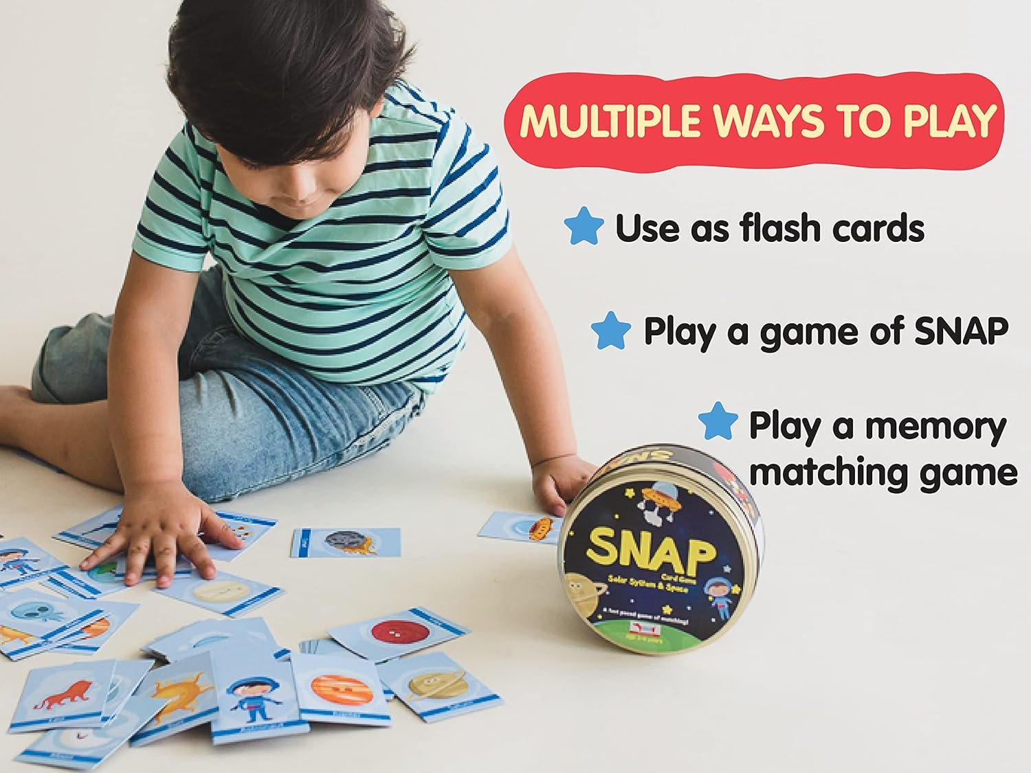 CocoMoco Kids Solar System Snap Flash Card Educational Game for Kids, STEM Toy for Boys and Girls, Ages 2-6 Year (Pack of 3) - Image 3