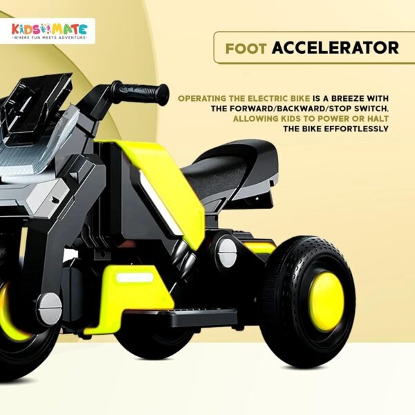 Kidsmate Hyrider 6V Electric Kids Bike with Rechargeable 6.5 Ah Battery Inbuilt Imported Motor Drive | Music Player, Front LED Light & Foot Accelerator Pedal Bike for Ages 1-4 Years - Image 5