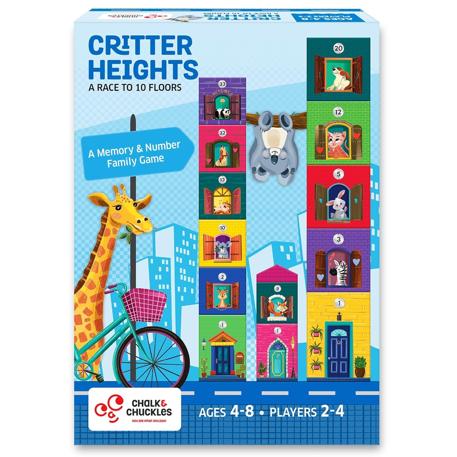 Chalk and Chuckles Critter Heights Board Game, Age 4-8 Years, Memory & Strategy Brain Games for Kids, Educational Toy, Card Game for Boys, Girls, Gifts for Ages 5, 6, 7, 8 and Up