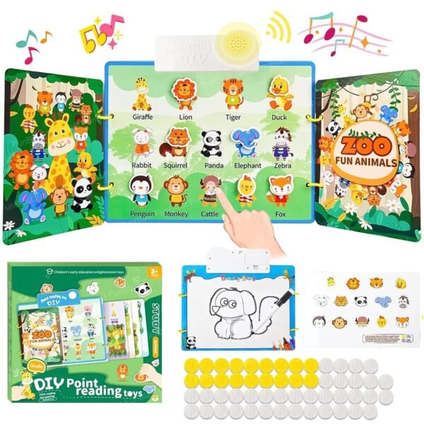 FunBlast Interactive Children Book -Musical Zoo Animal Educational Phonetic Learning Book for 3 + Year Kids, Boys, Toddlers, Zoo Theme DIY Point Reading Toys Music Book