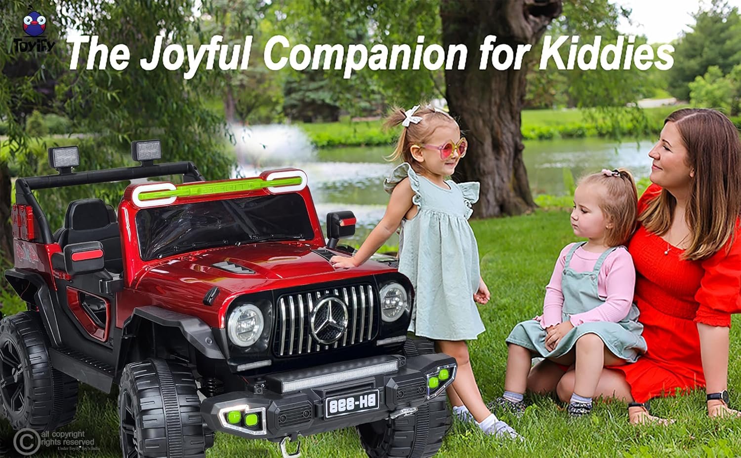 Driving Thar Jeep for Kids 1 to 8 Years | Driving Electric Car Toy Ride on | Loading Capacity of 50 Kg | Bluetooth Music Player | Remote Control & Manual Steering Drive (Benz-Red) - Image 5