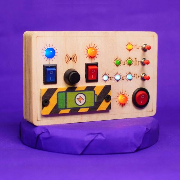 Toys Montessori Toggle Play Busy Board with LED Light, Wooden Sensory Activity Board for Toddlers & Kids 1-6 Years, Hand-Eye Coordination & Brain Development for Boys & Girls - Image 4