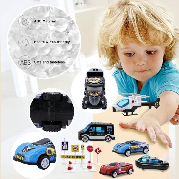 Toddler Toys For 3-4 Year Old Boys,Transport Cars Carrier Set Truck Toys With 20 Die-Cast Vehicles Truck Toys Cars,Ideal Gift Toys For Kids Age 3-7, Black - Image 4