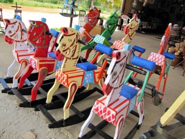 Wooden Rocking Horse Rocker Ride-on Toy for Indoors and Outdoors | Channapatna Wood Rocking Horse | Handmade Wooden Toys Toddler Gift| Gift for Kids/Boys/Girls (2-5 Years) (Blue)