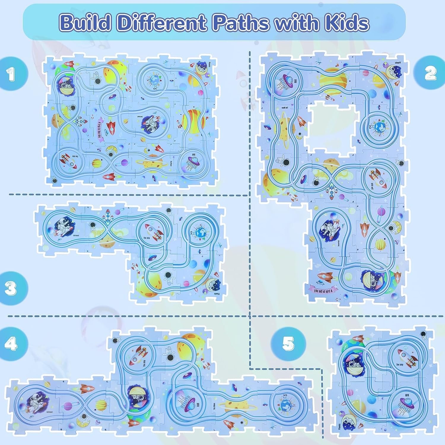 Car Puzzle Track Set for Kids with A Cute Vehicle Toddler Puzzle Track Play Set- Critical Thinking Educational Toys for 3-5 Year Old Boys Girls (Universe 25Pcs) - Image 6