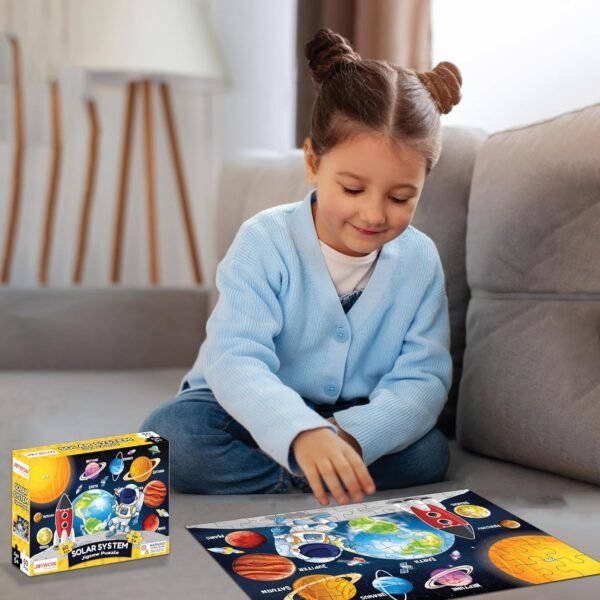 Jigsaw Puzzle Educational and Learning Toy Gift for Kids for Age 5 6 7 Years Boys and Girls | 60 Pieces | Size 15X10 Inches (Solar + India + World) - Image 2