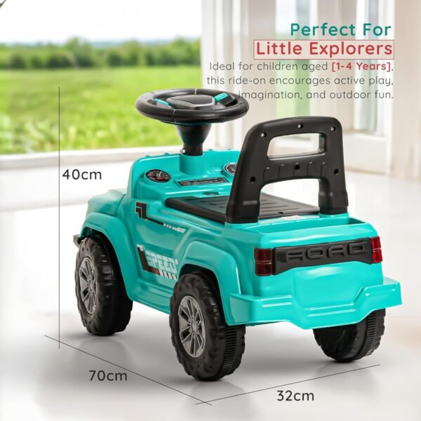 Baybee Ride on Baby Car for Kids | Push Ride on Jeep with Music & LED Light | Portable Ride on Toys Car with Backrest & Storage Basket | Kids Car to Drive 1-3 Years Boys Girls (Green) - Image 3