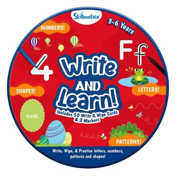 Skillmatics Write & Learn Cards for Toddlers - Letters, Numbers, Patterns & Shapes, Preschool Learning, Includes Markers & Reusable Cards, Gifts for Kids Ages 3, 4, 5, 6