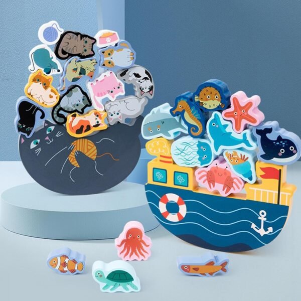 bnf® Wooden Stacking Toys Game for New Year Valentines Day Gifts for Kids Holiday cat - Image 2
