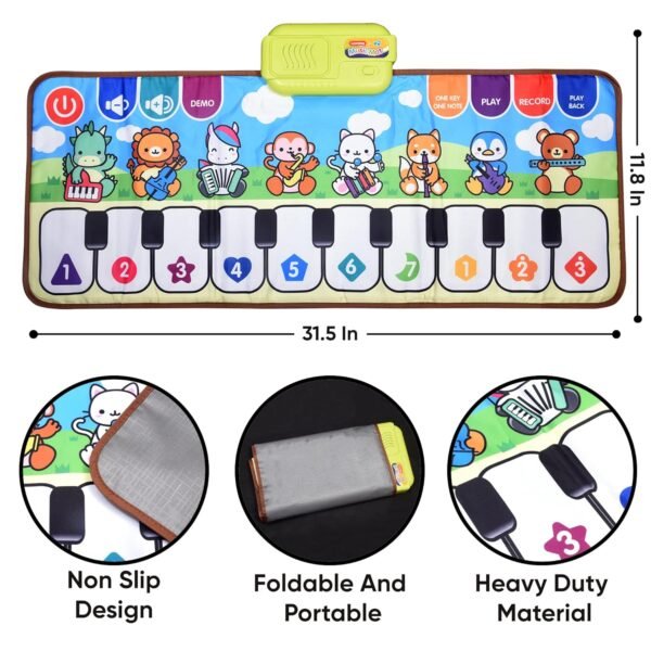 Baby Playing mat with Music and Sound Dance Floor Mat Carpet Folding Piano Mat for Kids Blanket Touch Mat for 1-6 Year Old Boys Girls(80 * 30 cm/1 pcs) - Image 2